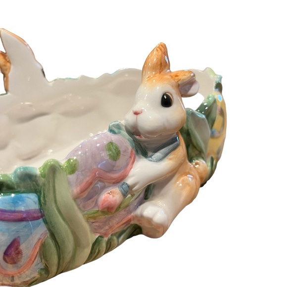 Fitz and Floyd Ceramic Dish “Painting Easter Eggs”, Easter| Spring|Vintage|Candy - Picture 9 of 12